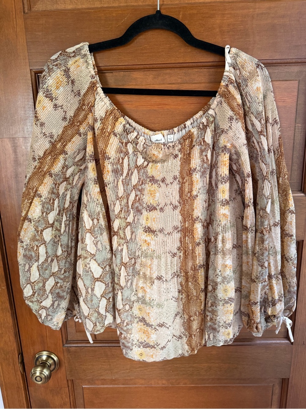 Aritzia Talence Off the Shoulder Chiffon Pleated Blouse - Picture 2 of 6